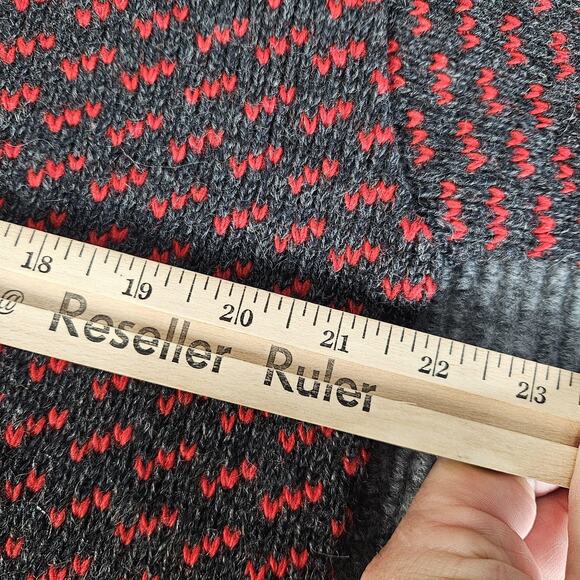 Vintage L.L.Bean Sweater Womens Large Gray Red Wool Cardigan Made in Norway 90s - Picture 11 of 12